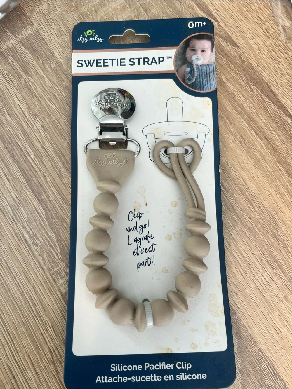 Silicone Bead Pacifier Clip - Neutral Beige